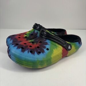 Crocs Classic Lined Tie-Dye Men's US 12 Sherpa Faux Fur Comfort Slipper‎ Clogs